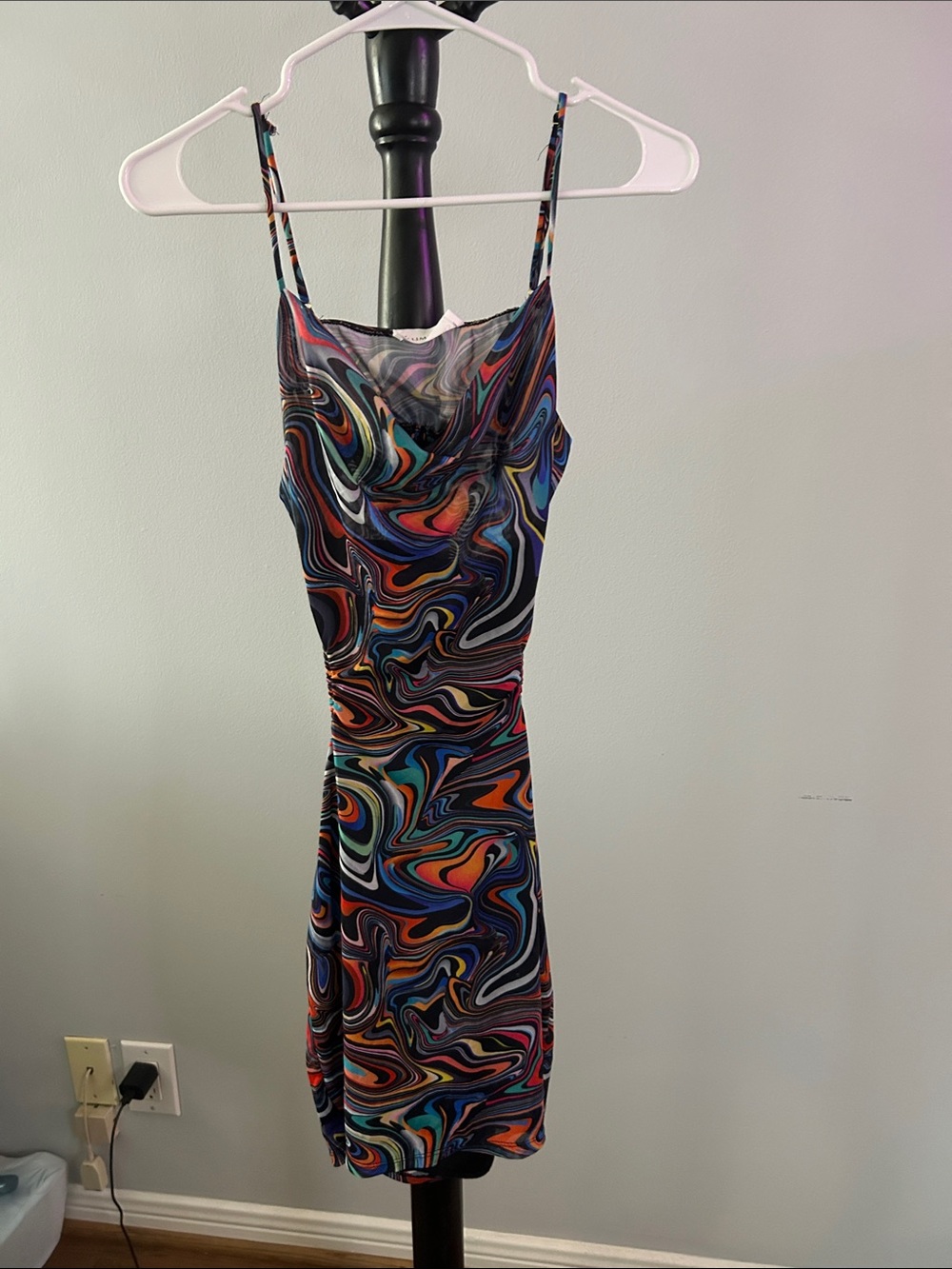 Rumours Swirl Cowl Neck Mini Dress - Strappy Summer Style